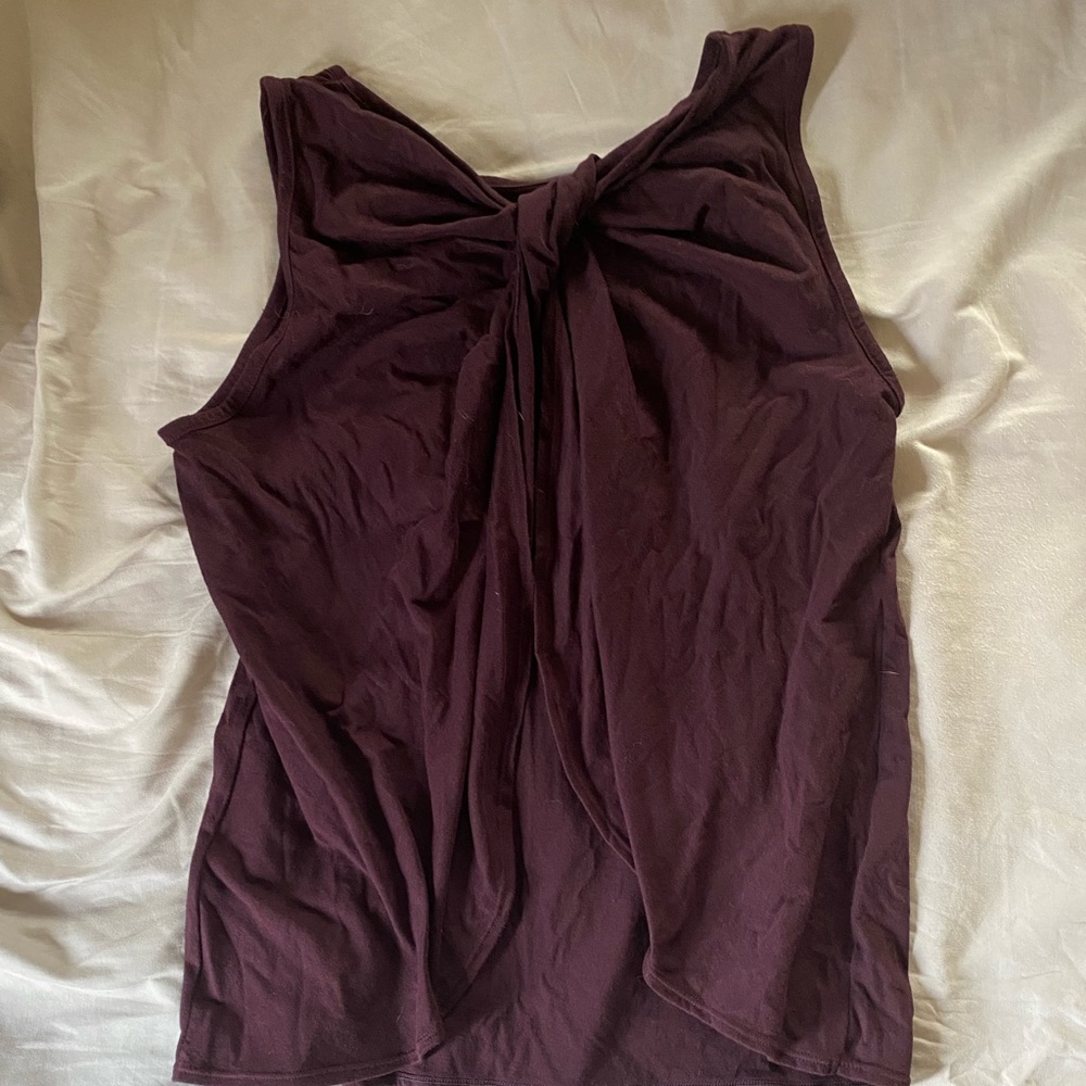 Fabletics burgundy twist open back top